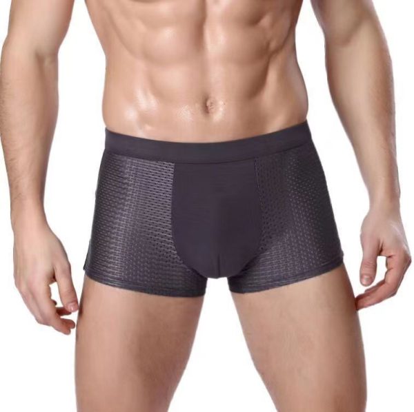 Modal Solid Ice Silk Antibacterial Underwear for Men's Mid Waist Breathable Four Square Corner Underwear - Image 7