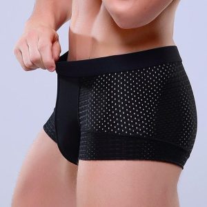 Breathable Mesh Silk Men Boxers Four Corner Underwear Wholesale Underwear Men Cotton Mens Bodysuit Underwear